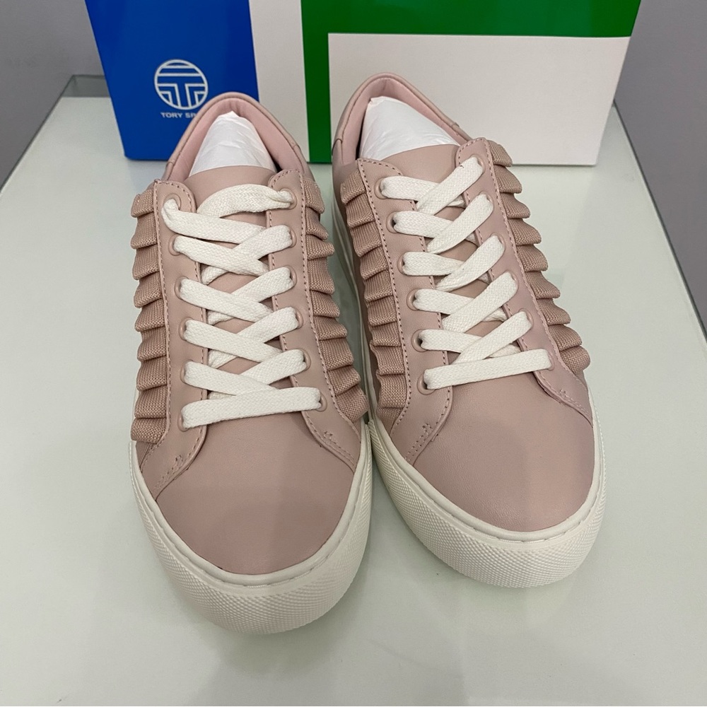 NEW Tory Burch Sport Ruffle Pink Sneaker size 7